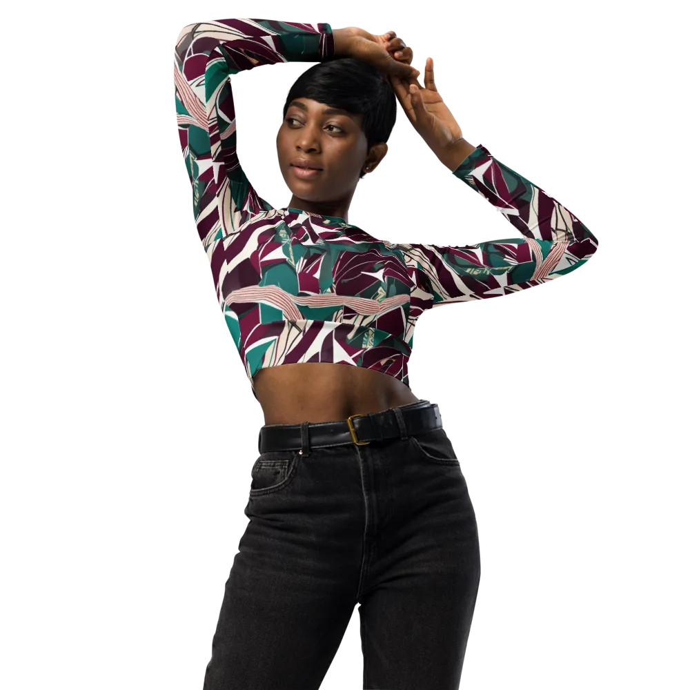 Maroon Momentum on Long Sleeve Crop Top — Front