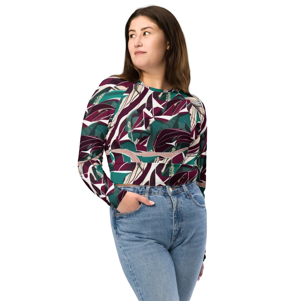 Maroon Momentum on Long Sleeve Crop Top — Front
