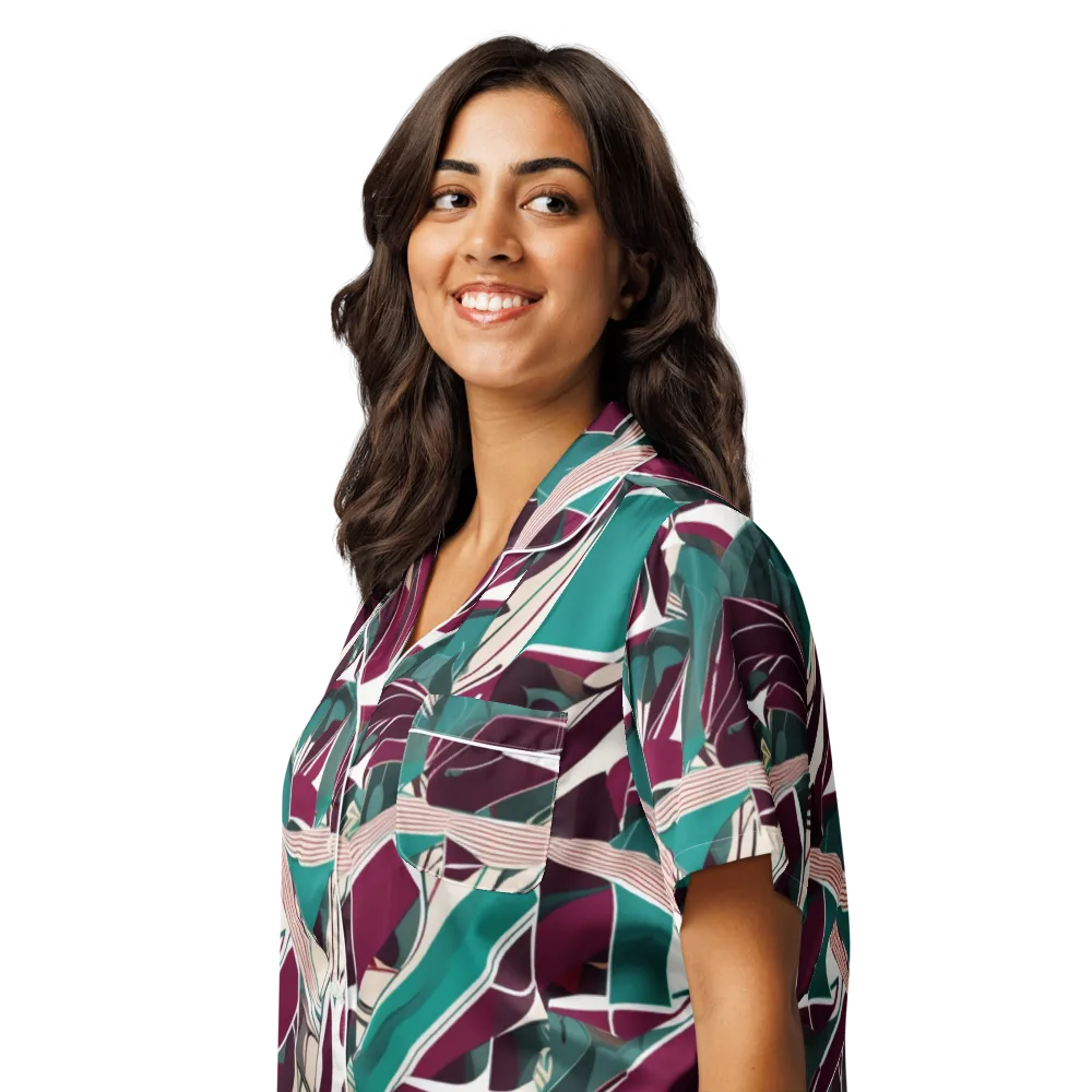 Maroon Momentum on Women's Short Sleeve Pajama Top — Left Front
