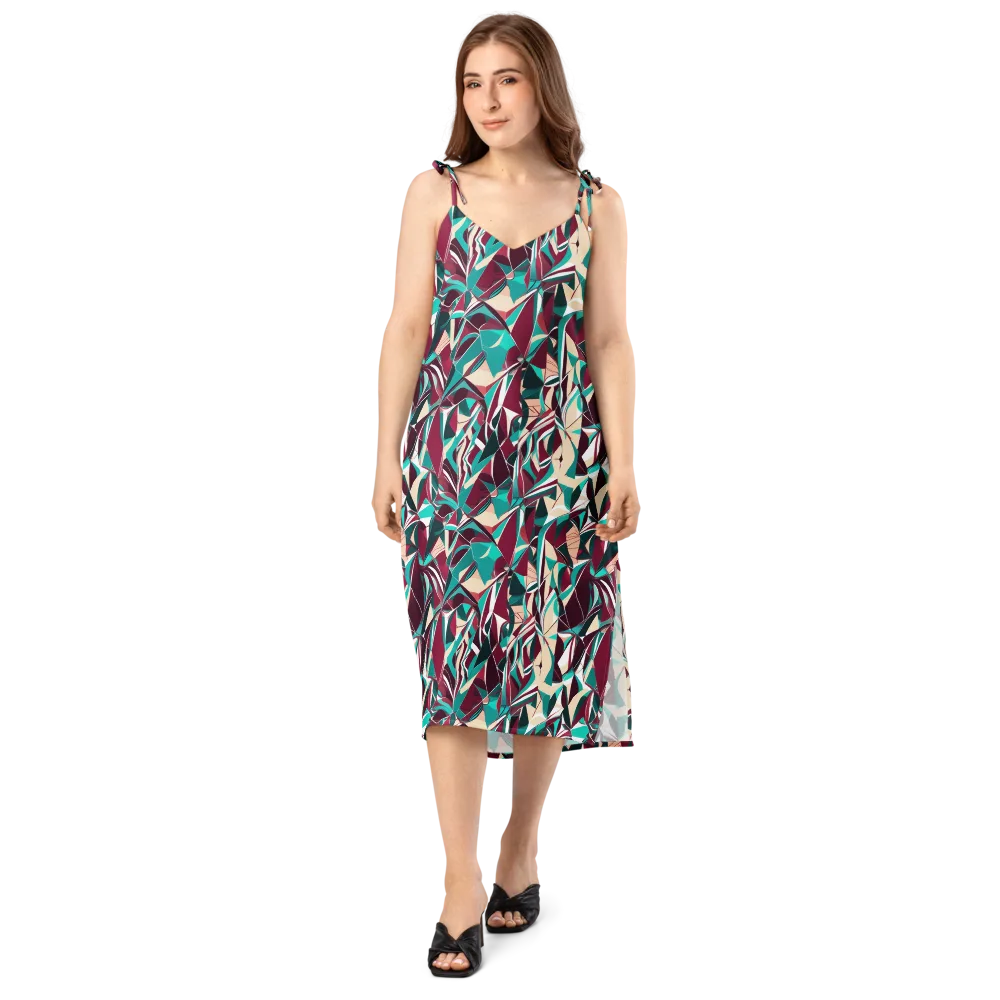 Bordeaux Prism on Slip Dress — Front