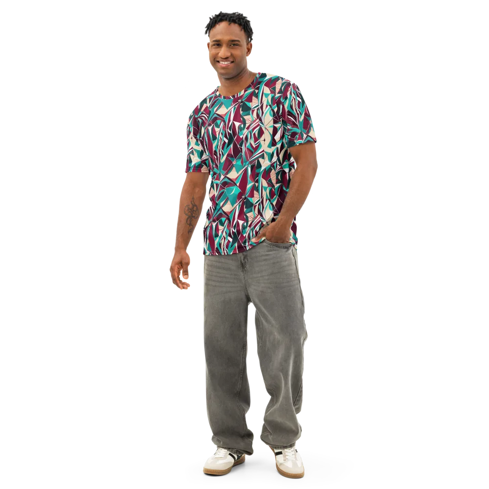 Bordeaux Prism on Men's Cotton Crew Neck T-Shirt — Front