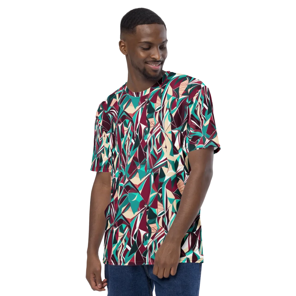 Bordeaux Prism on Men's Crew Neck T-Shirt — Left