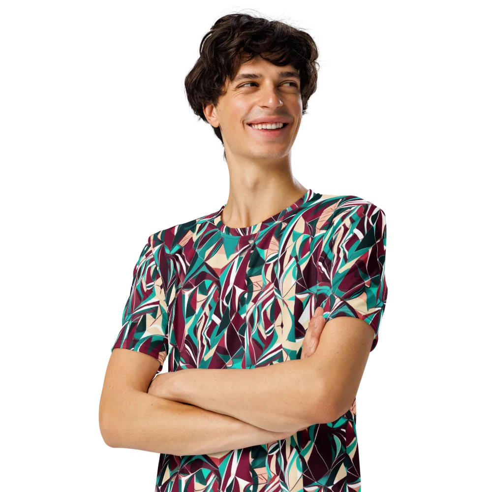 Bordeaux Prism on Men's Crew Neck T-Shirt — Left Front