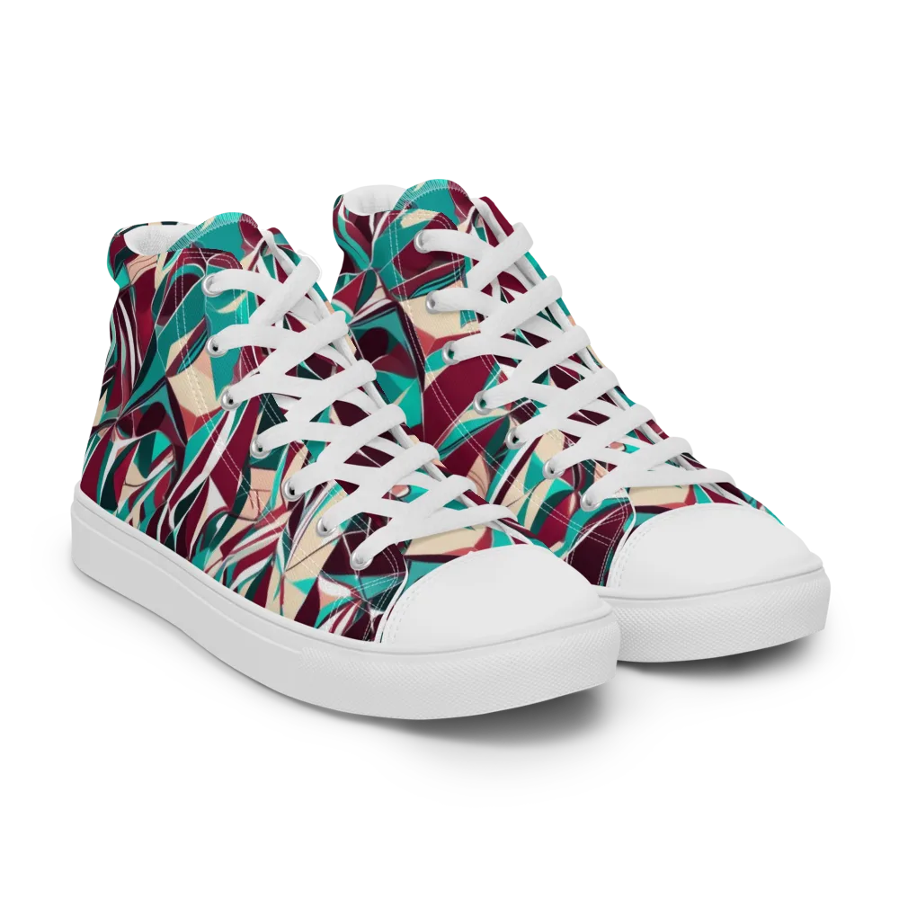 Bordeaux Prism on Men's High Top Canvas Shoes — Right Front