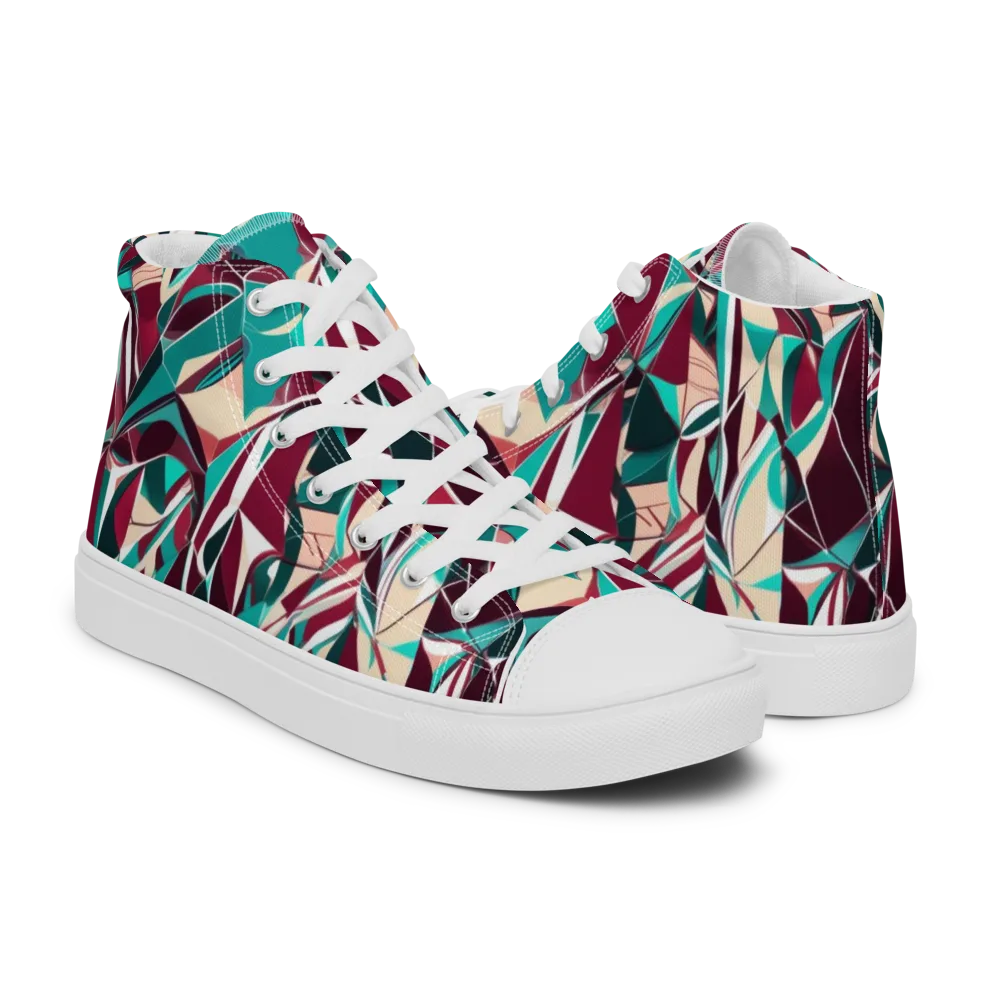 Bordeaux Prism on Men's High Top Canvas Shoes — Right