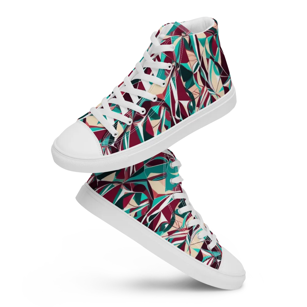 Bordeaux Prism on Men's High Top Canvas Shoes — Front