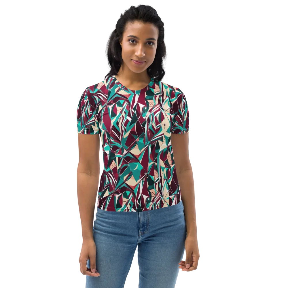 Bordeaux Prism on Women's Crew Neck T-Shirt — Front