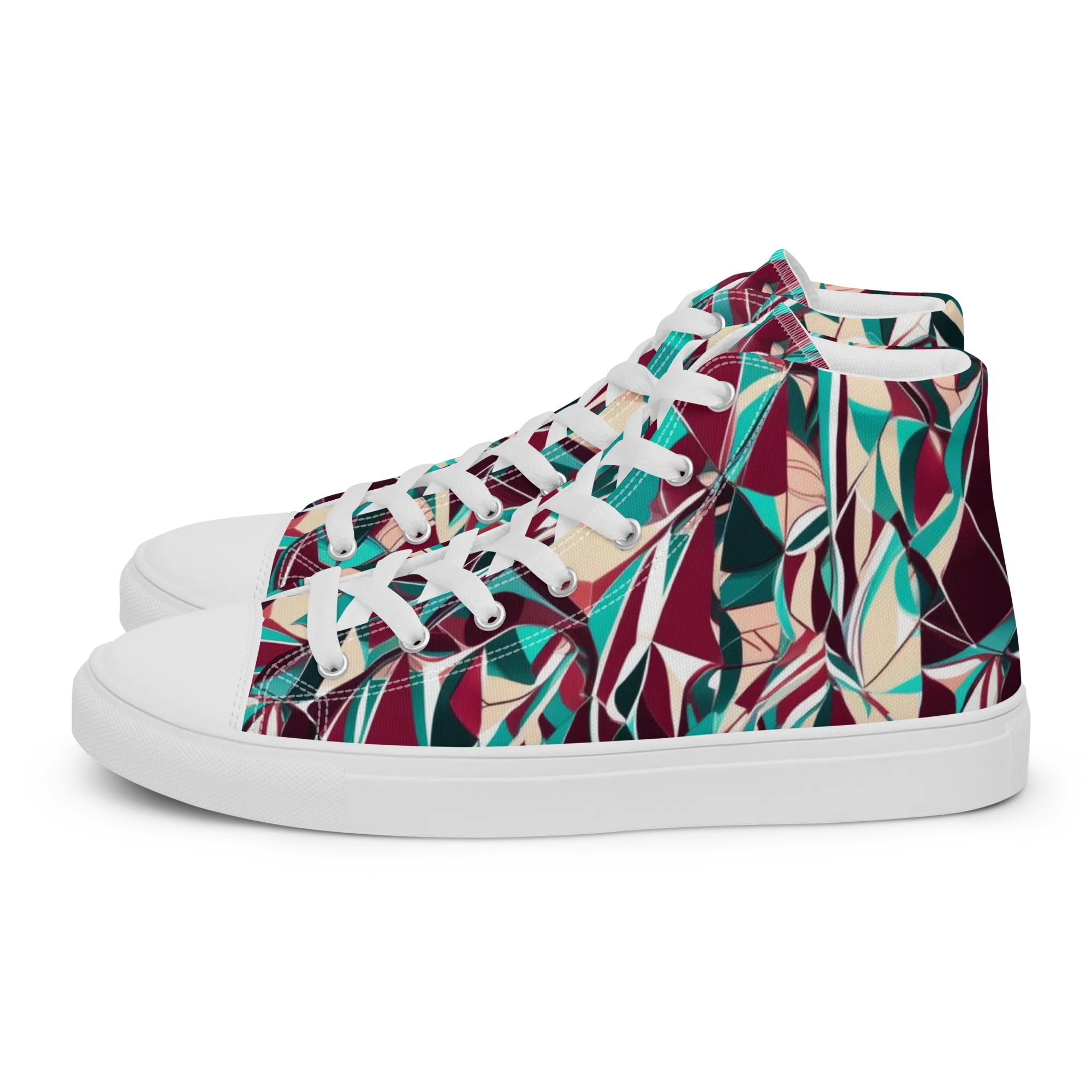 Bordeaux Prism on Women's High Top Canvas Shoes — Left