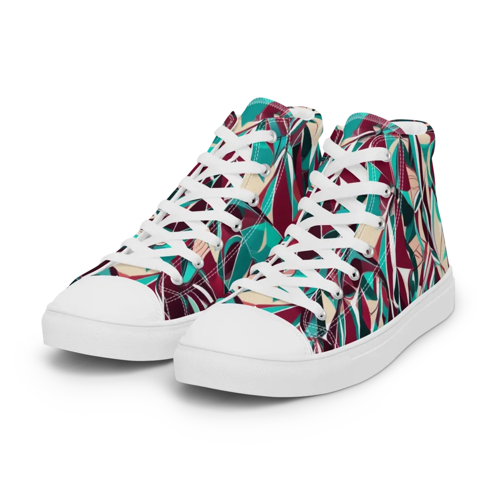 Bordeaux Prism on Women's High Top Canvas Shoes — Left Front