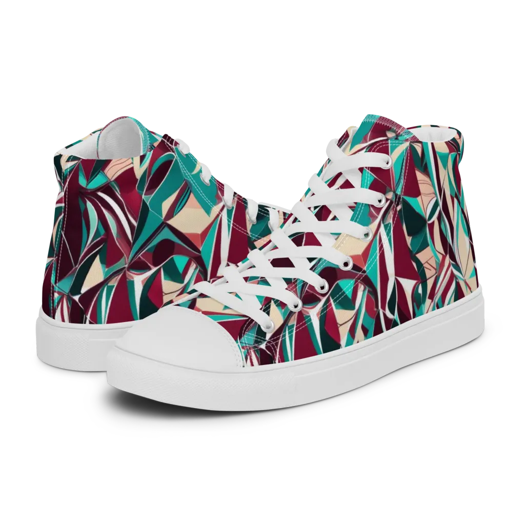 Bordeaux Prism on Women's High Top Canvas Shoes — Left