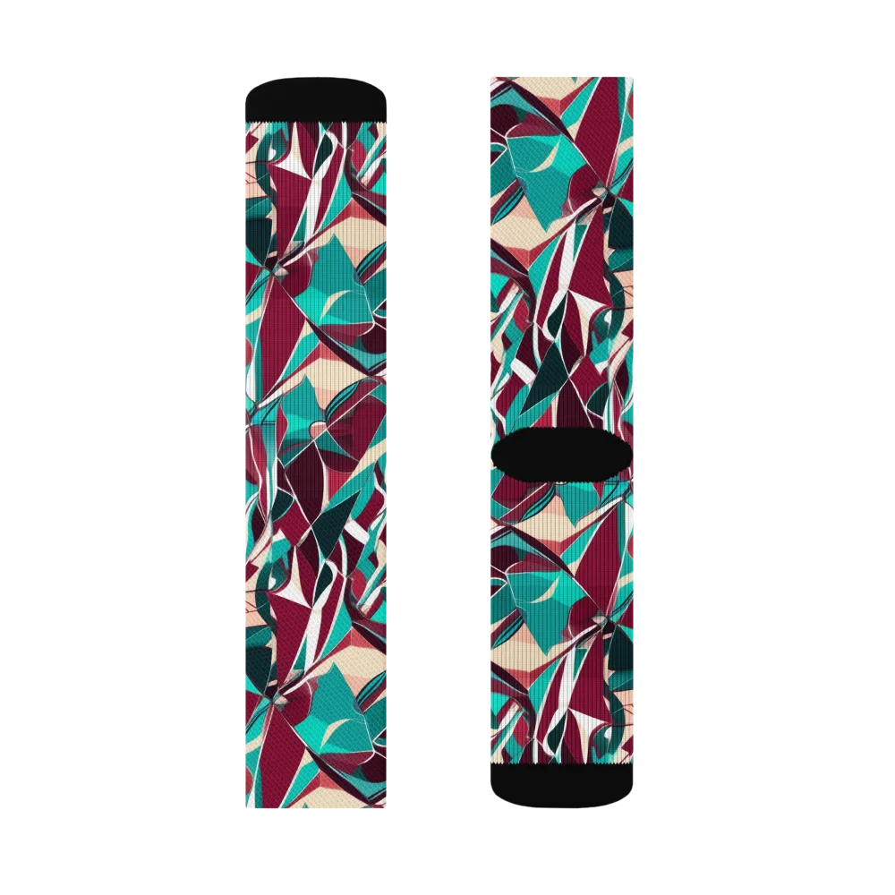 Bordeaux Prism on Socks — Left Sock