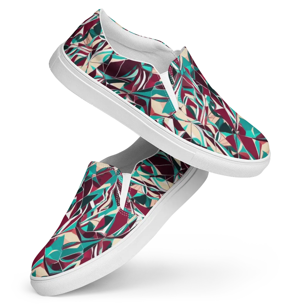 Bordeaux Prism on Women's Slip-On Canvas Shoes — Front