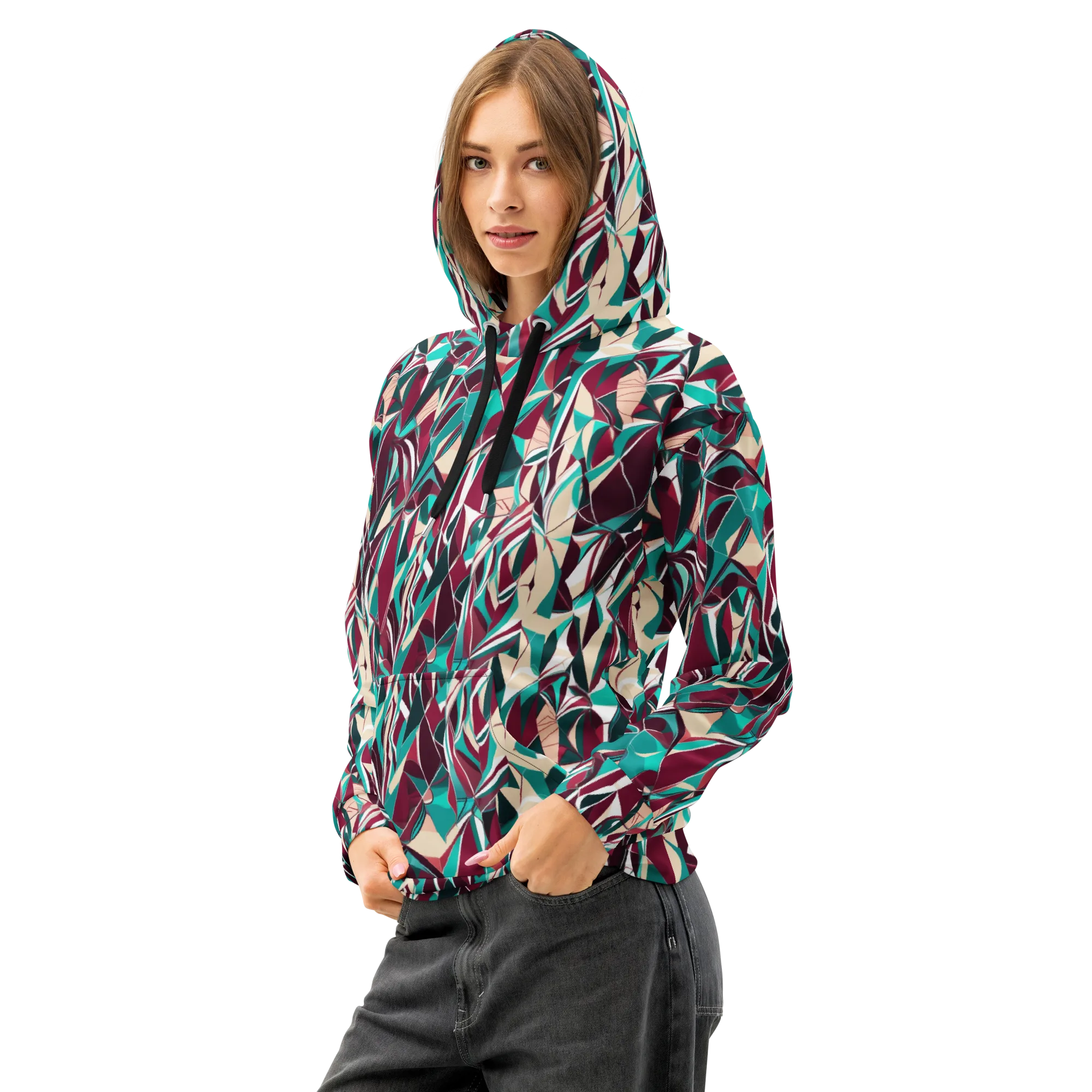 Bordeaux Prism on Cotton Hoodie — Left Front