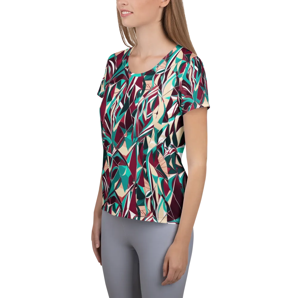 Bordeaux Prism on Women's Athletic T-Shirt — Left