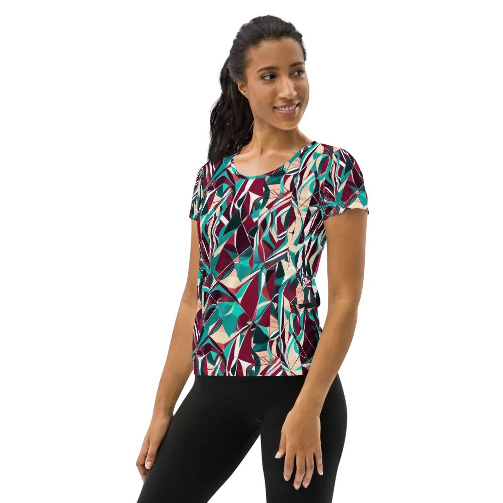 Bordeaux Prism on Women's Athletic T-Shirt — Left