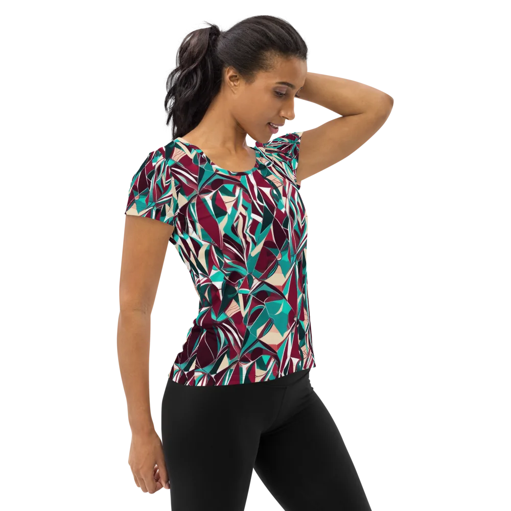 Bordeaux Prism on Women's Athletic T-Shirt — Right
