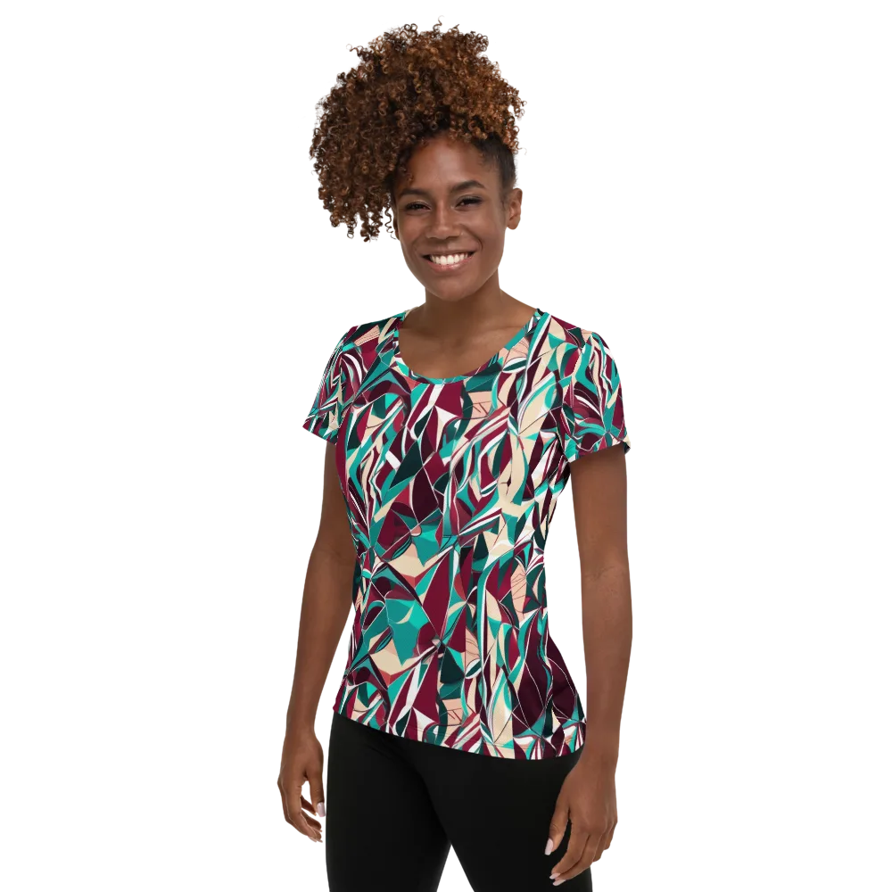 Bordeaux Prism on Women's Athletic T-Shirt — Left
