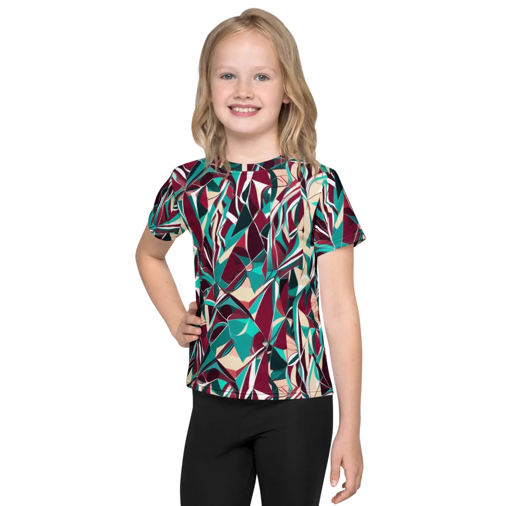 Bordeaux Prism on Kids Crew Neck T-Shirt — Front