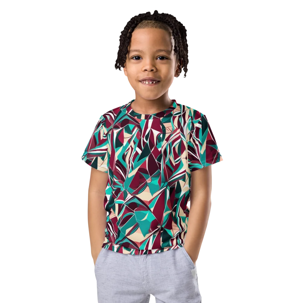 Bordeaux Prism on Kids Crew Neck T-Shirt — Front