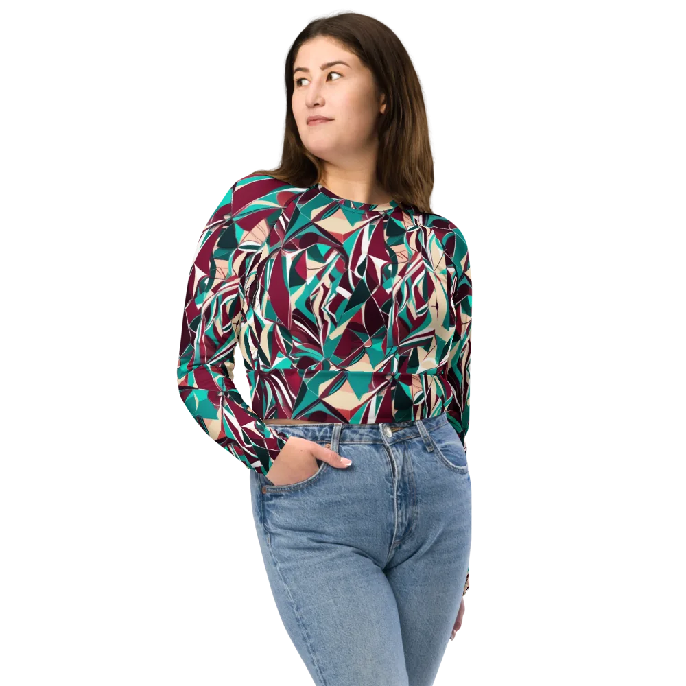 Bordeaux Prism on Long Sleeve Crop Top — Front