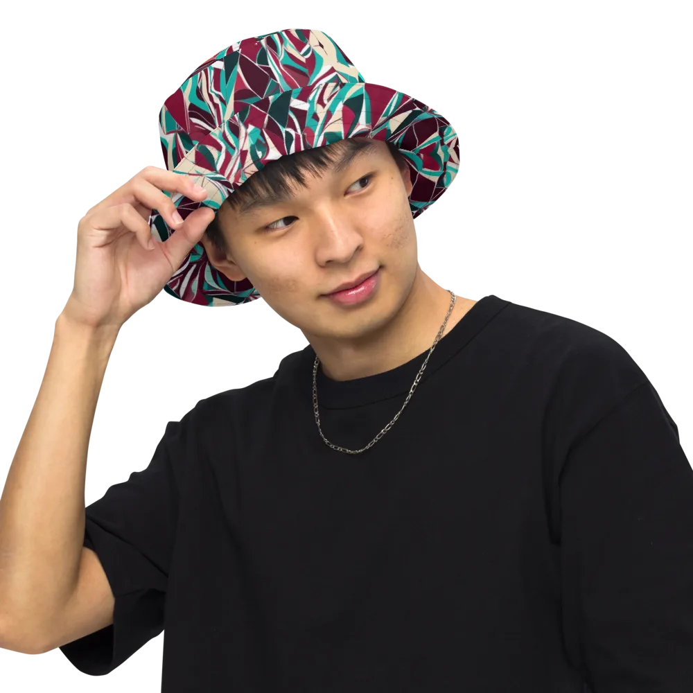 Bordeaux Prism on Reversible Bucket Hat — Front Inside