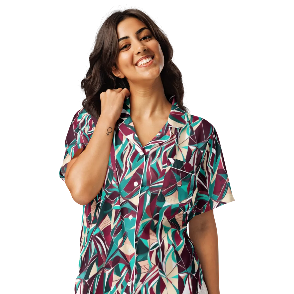 Bordeaux Prism on Women's Short Sleeve Pajama Top — Front