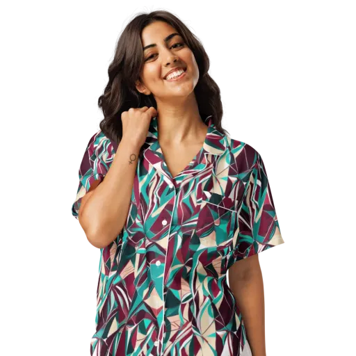 Bordeaux Prism on a Women's Short Sleeve Pajama Top