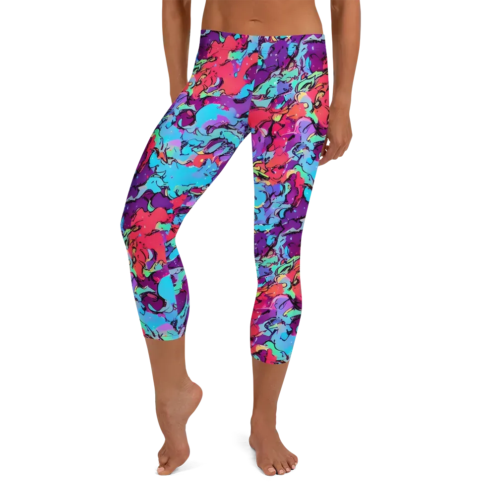 Candy Collapse on Capri Leggings — Front