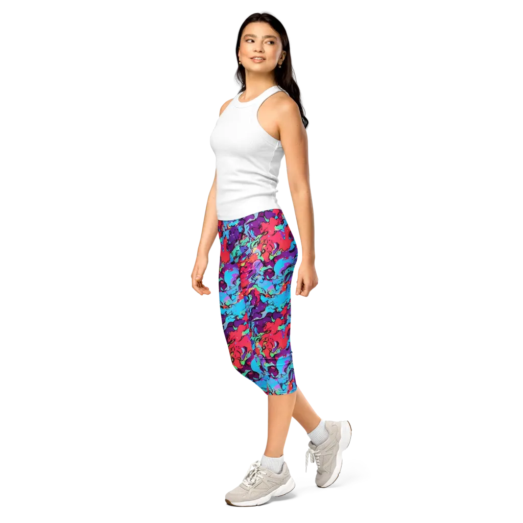 Candy Collapse on Capri Leggings — Left Front