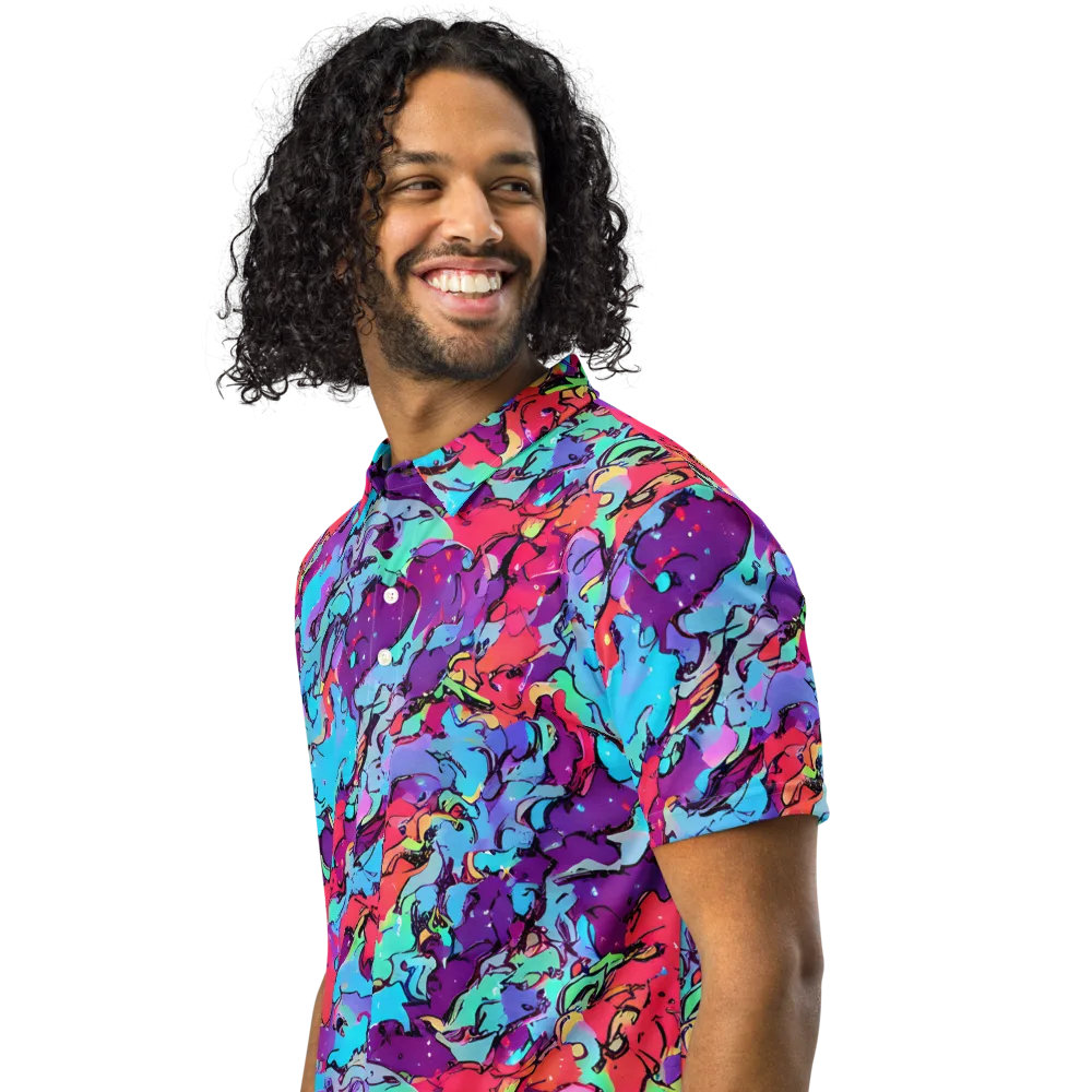 Candy Collapse on Men's Slim Fit Polo Shirt — Left Front