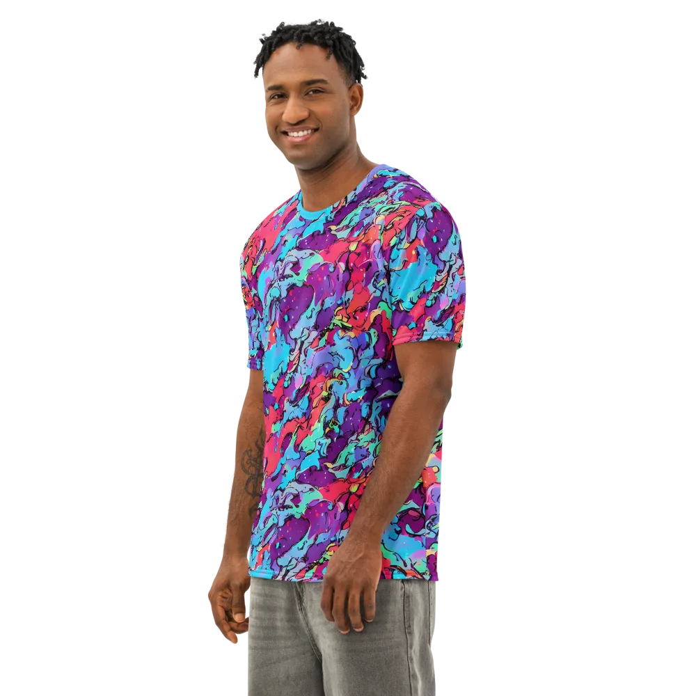Candy Collapse on Men's Cotton Crew Neck T-Shirt — Left Front