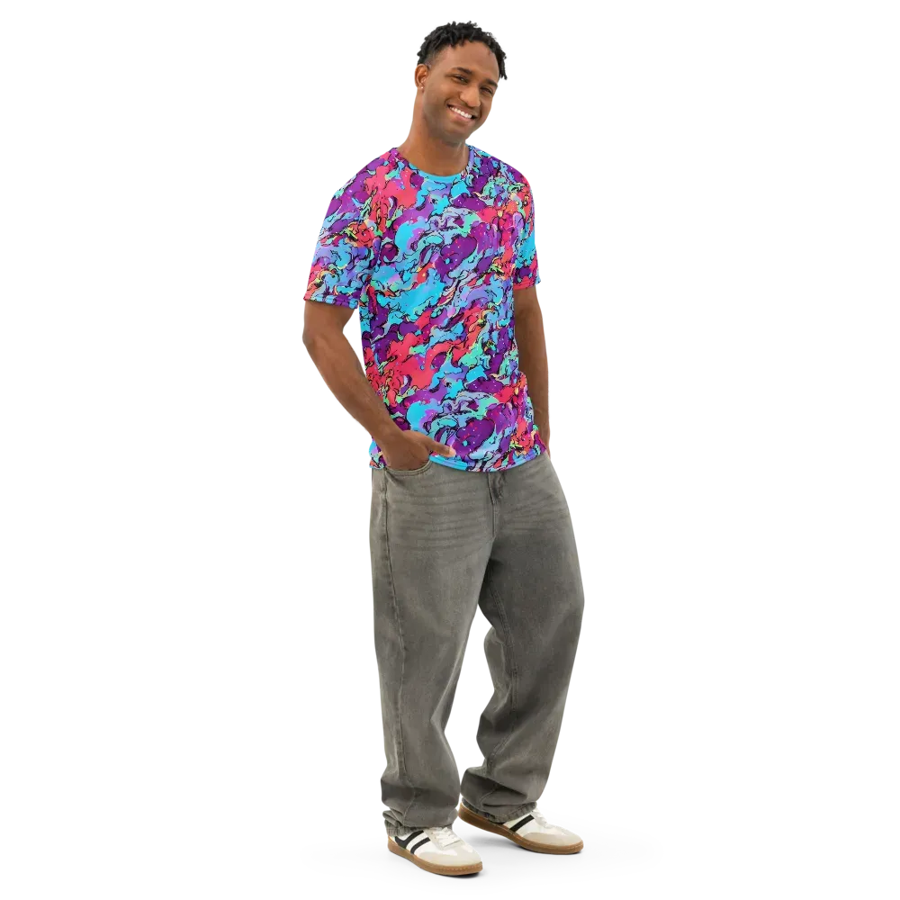 Candy Collapse on Men's Cotton Crew Neck T-Shirt — Right Front