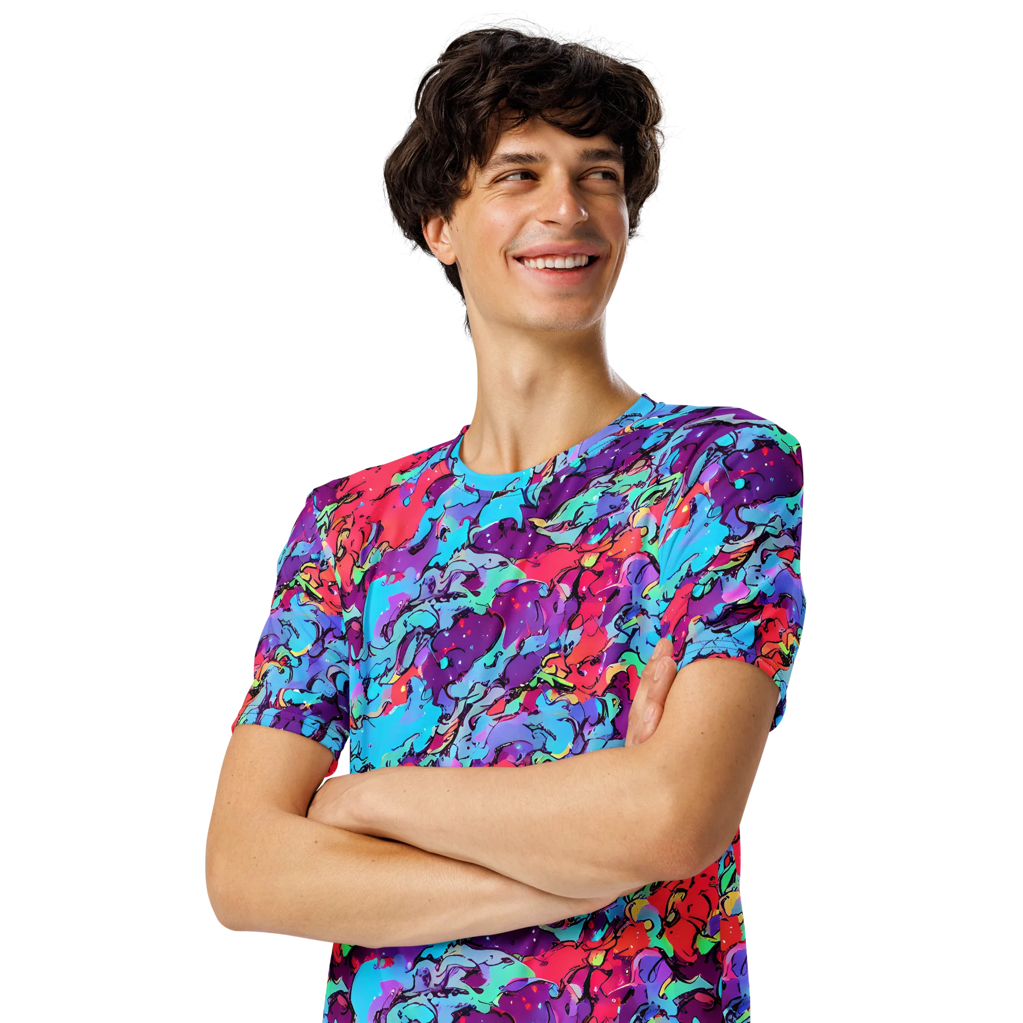 Candy Collapse on Men's Crew Neck T-Shirt — Left Front