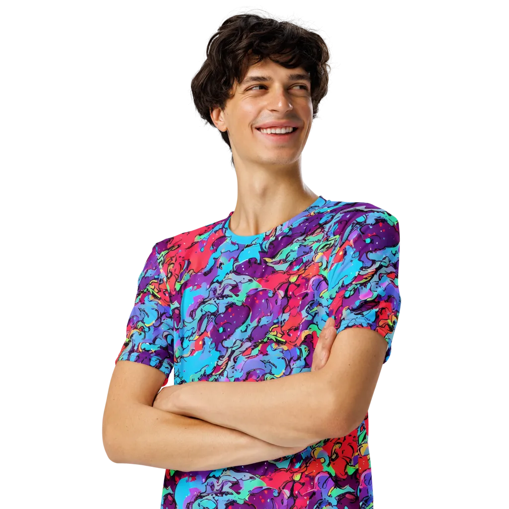 Candy Collapse on Men's Crew Neck T-Shirt — Left Front