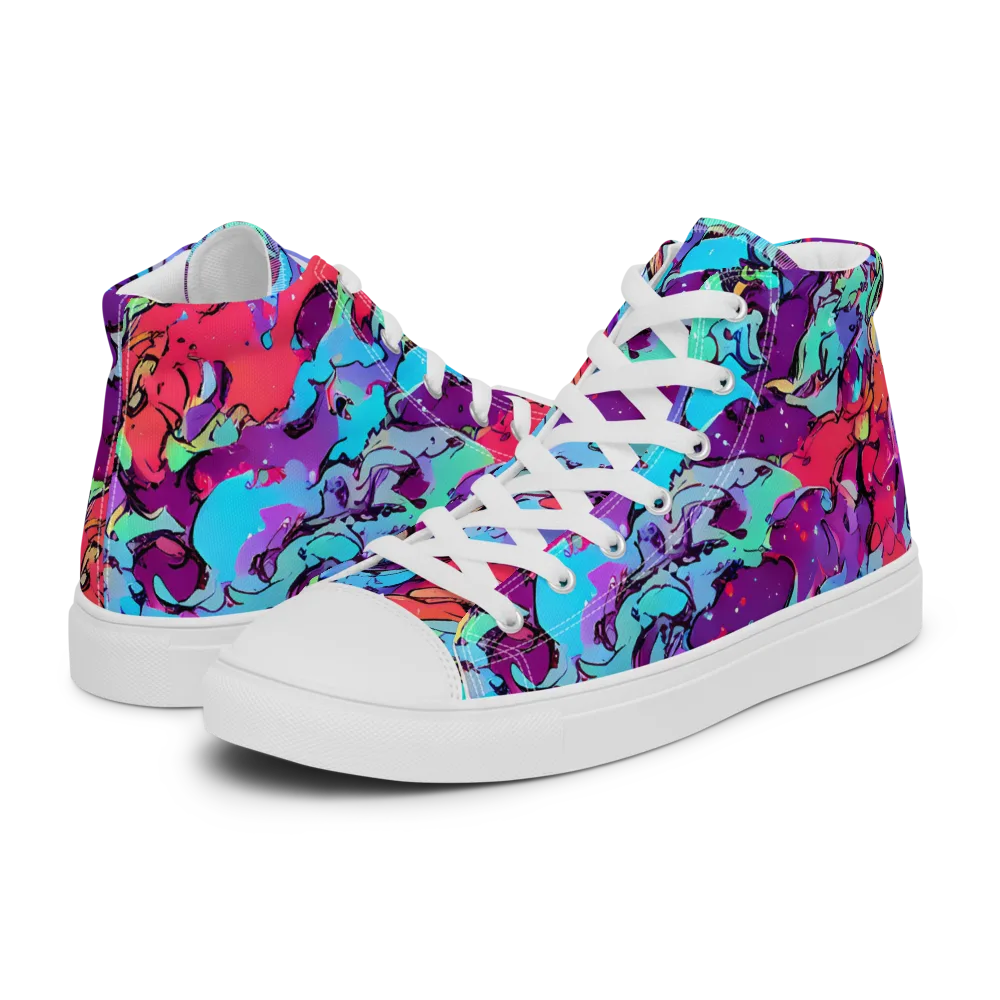 Candy Collapse on Men's High Top Canvas Shoes — Left
