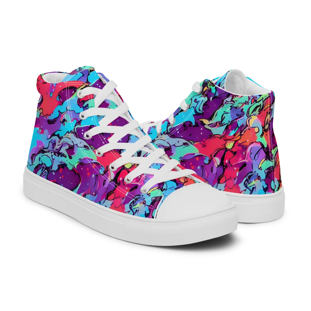 Candy Collapse on Men's High Top Canvas Shoes — Right