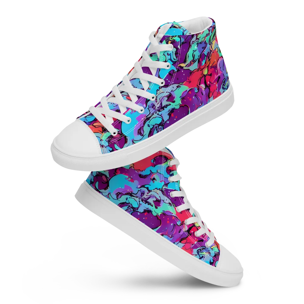 Candy Collapse on Men's High Top Canvas Shoes — Front