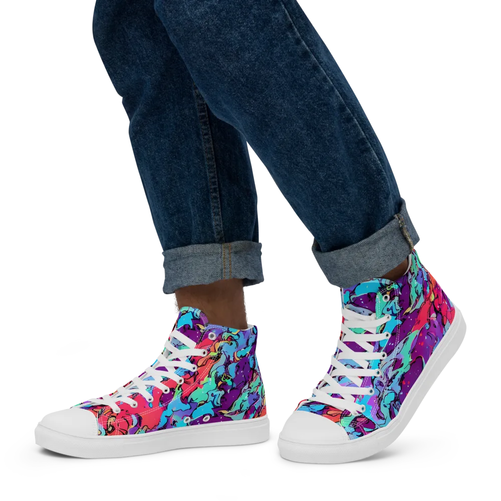 Candy Collapse on Men's High Top Canvas Shoes — Left