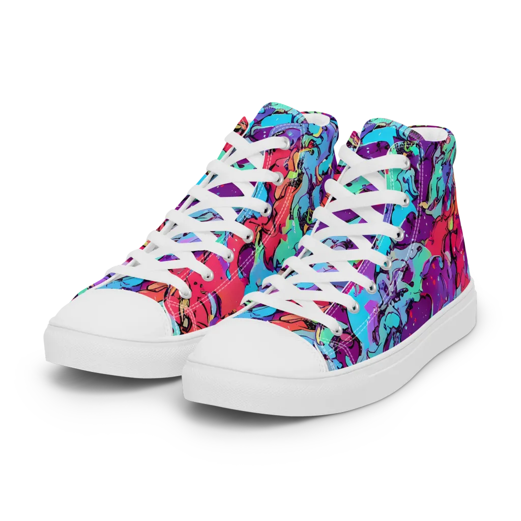Candy Collapse on Women's High Top Canvas Shoes — Left Front