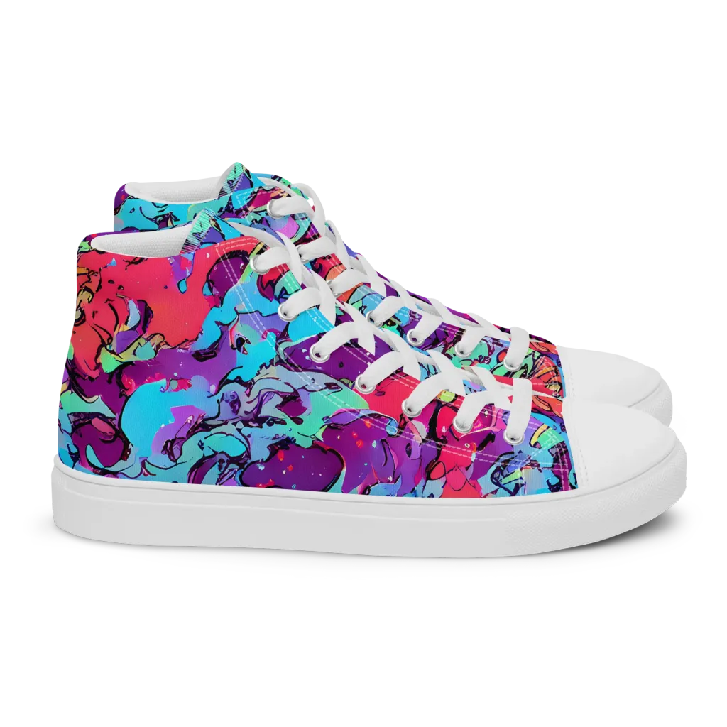 Candy Collapse on Women's High Top Canvas Shoes — Right