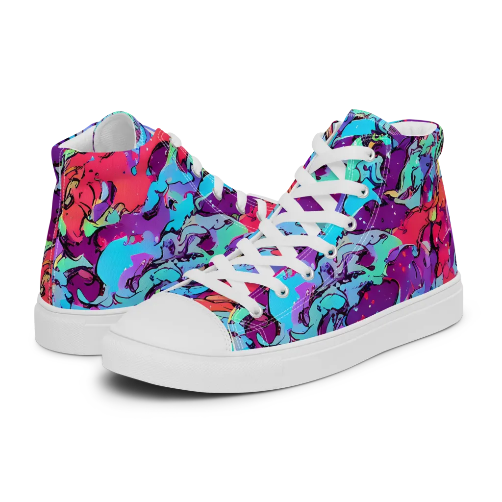 Candy Collapse on Women's High Top Canvas Shoes — Left