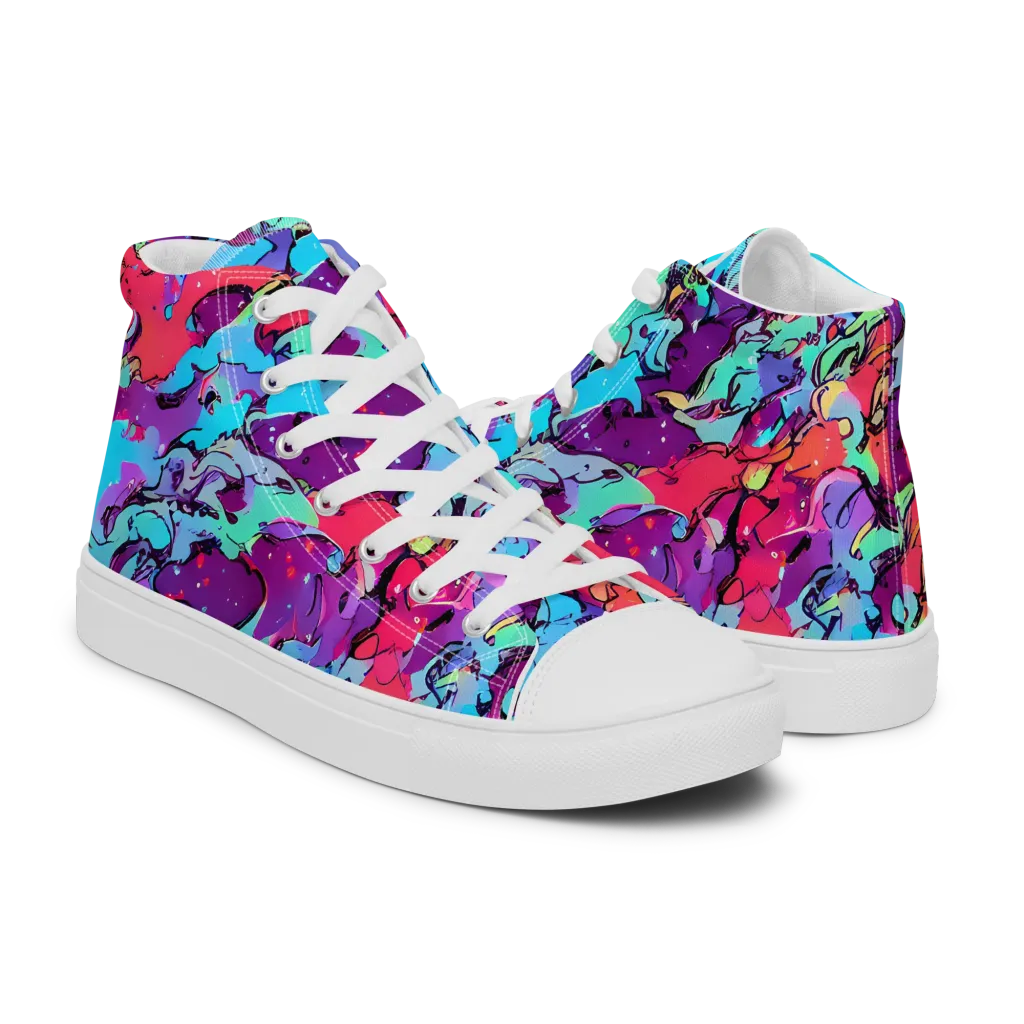 Candy Collapse on Women's High Top Canvas Shoes — Right