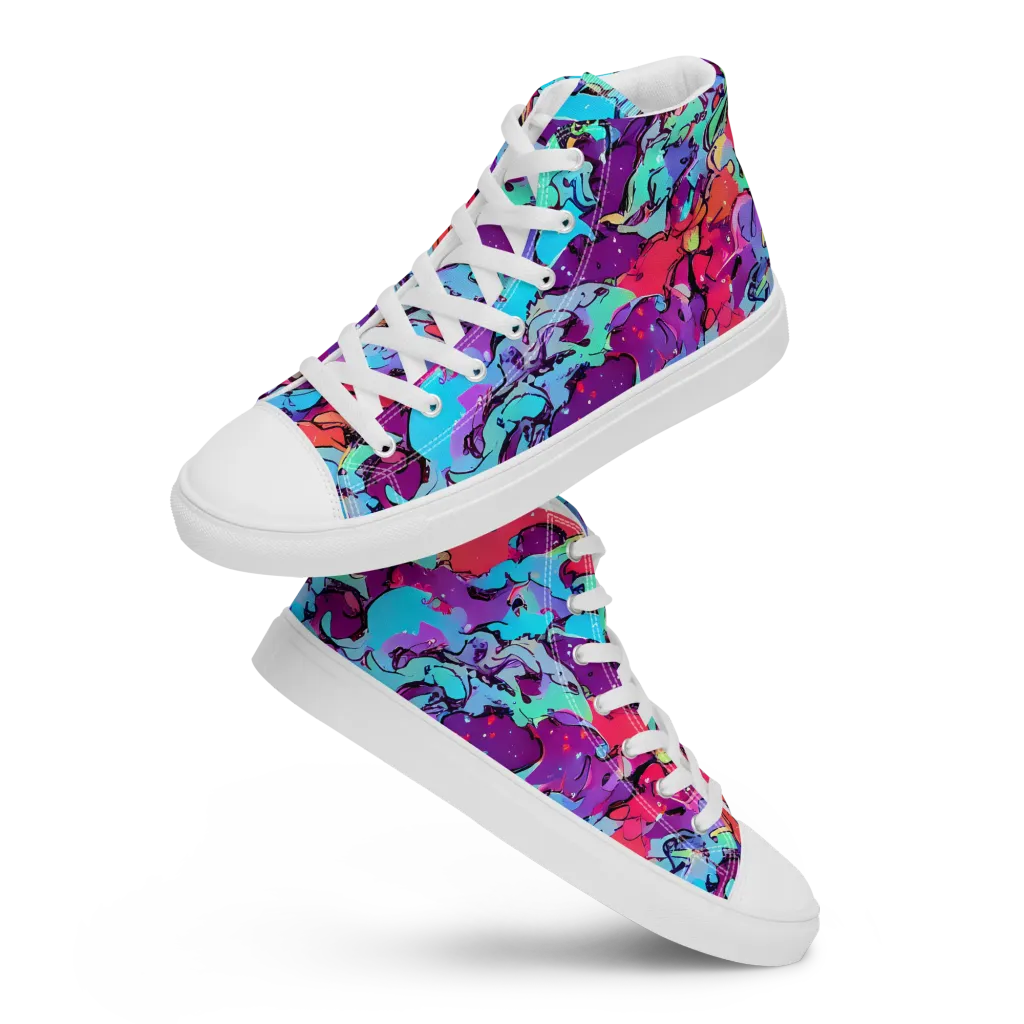 Candy Collapse on Women's High Top Canvas Shoes — Front