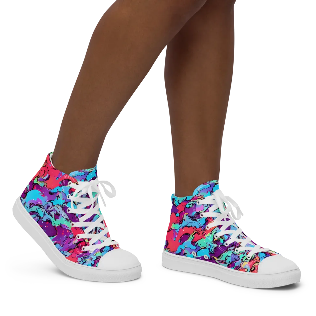 Candy Collapse on Women's High Top Canvas Shoes — Right