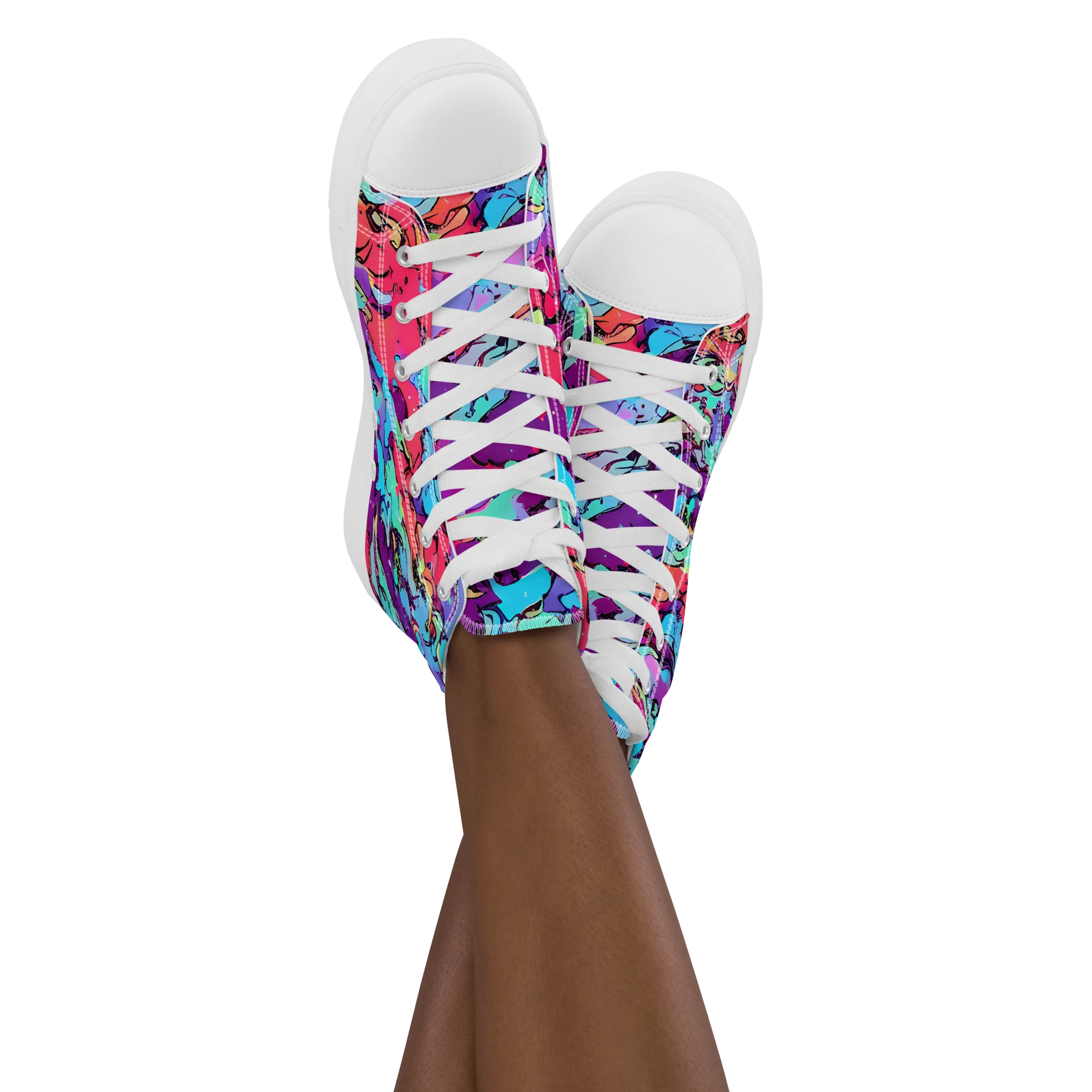 Candy Collapse on Women's High Top Canvas Shoes — Front