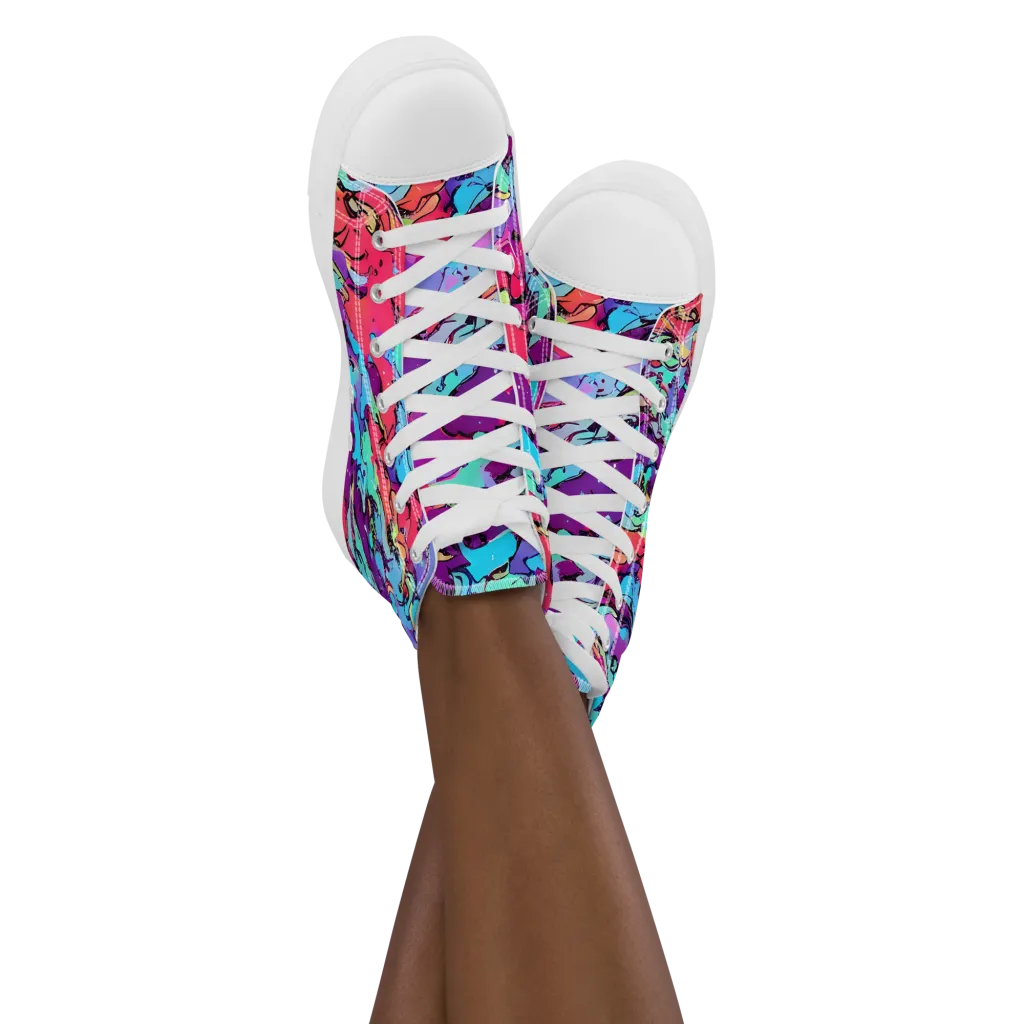 Candy Collapse on Women's High Top Canvas Shoes — Front