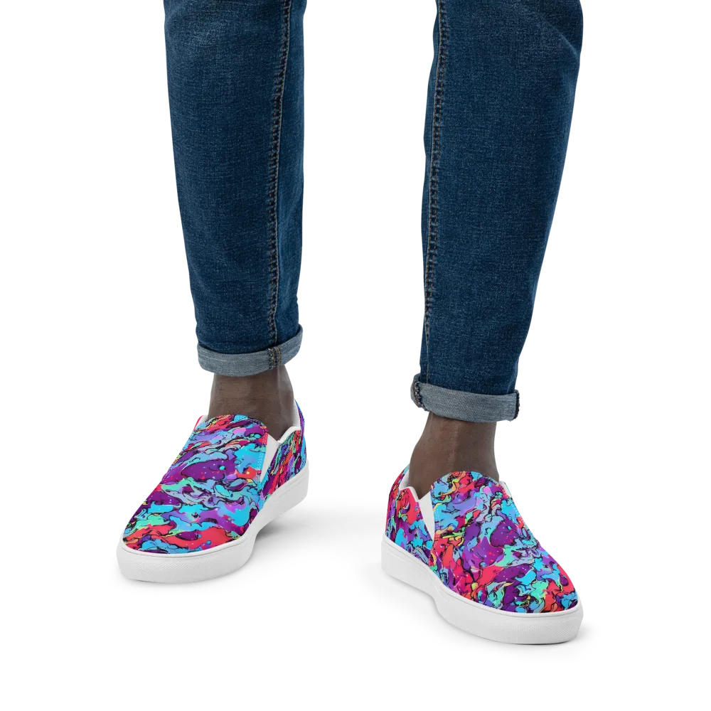Candy Collapse on Men's Slip-On Canvas Shoes — Front