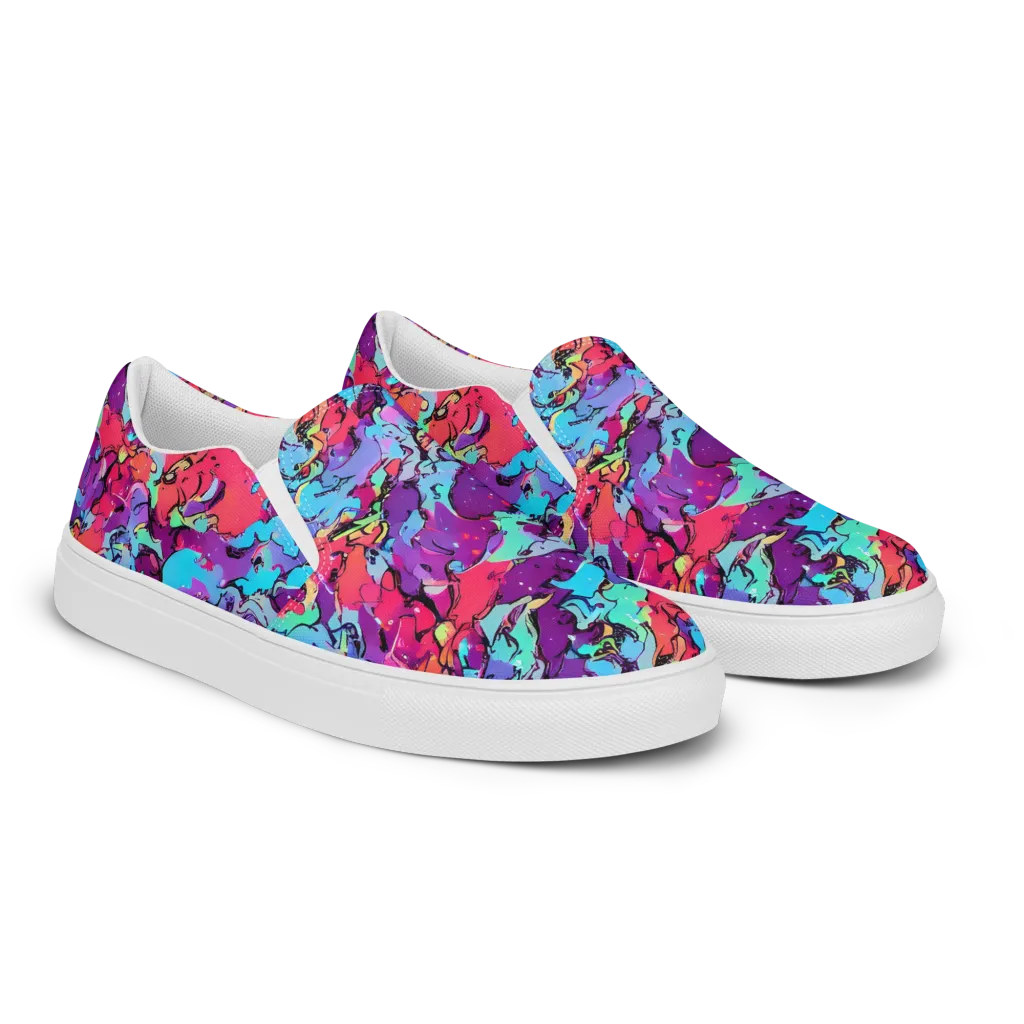 Candy Collapse on Women's Slip-On Canvas Shoes — Right Front
