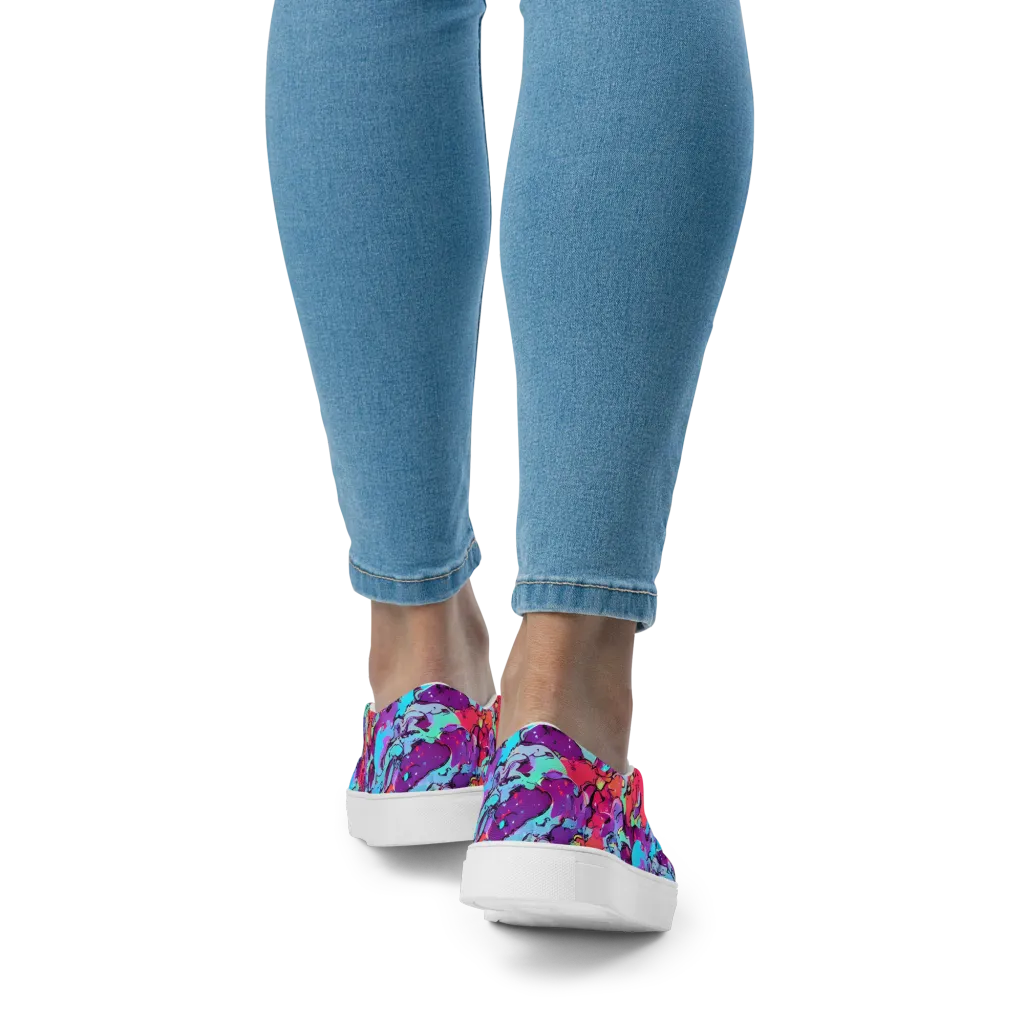 Candy Collapse on Women's Slip-On Canvas Shoes — Back