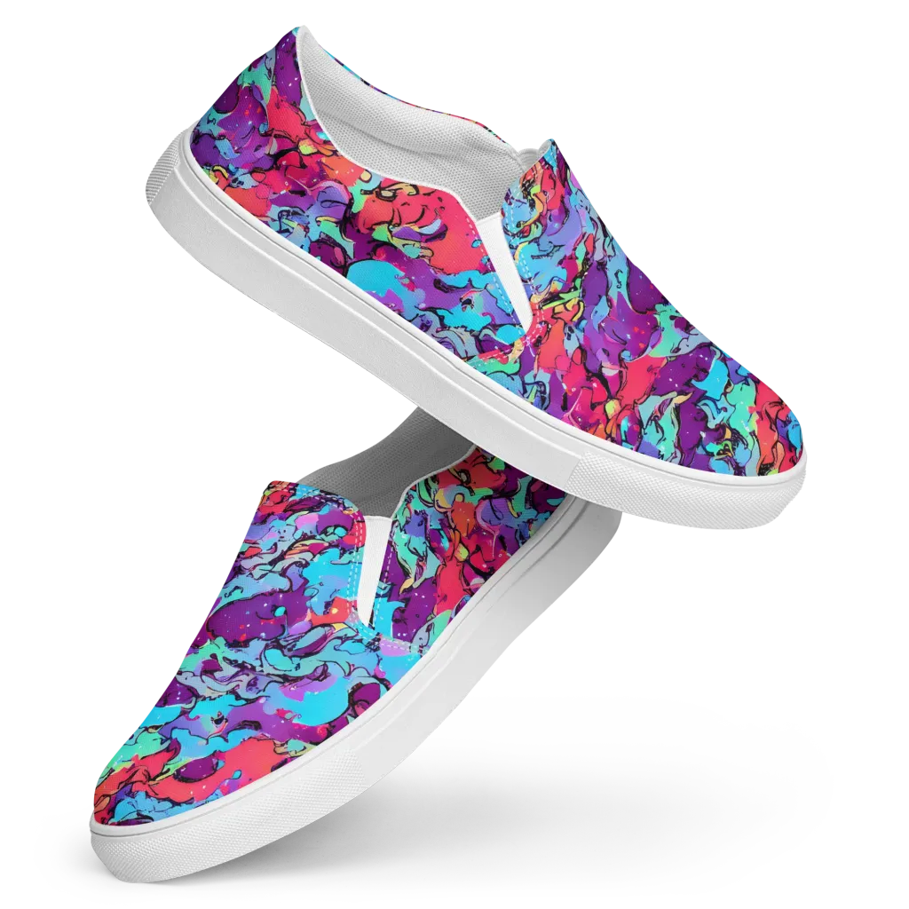 Candy Collapse on Women's Slip-On Canvas Shoes — Front